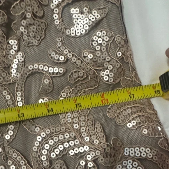 Tadashi Shoji Gold Lace Wedding Dress - Picture 16 of 16